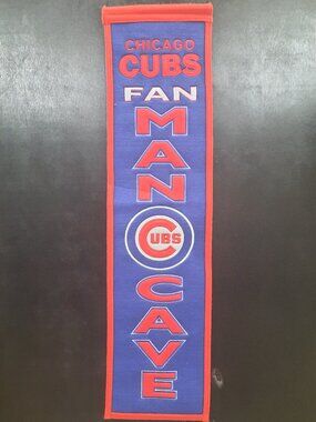 Chicago Cubs Fan Cave Wool Banner - Winning Streak Sports MLB 8" x 32" Felt